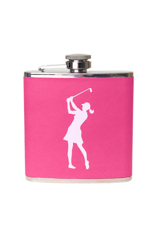 NSCO- Pink Lady Golfer 6oz Hipflask