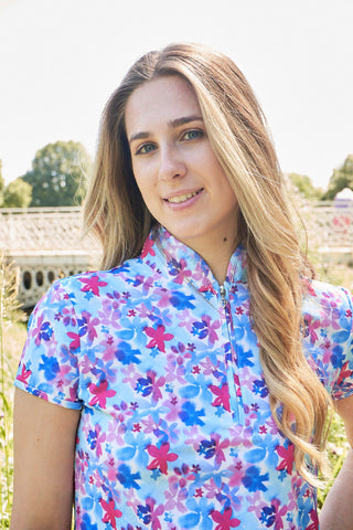Pure Golf Rise Cap Sleeve Polo - Watercolour Daydream