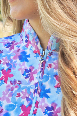 Pure Golf Rise Cap Sleeve Polo - Watercolour Daydream