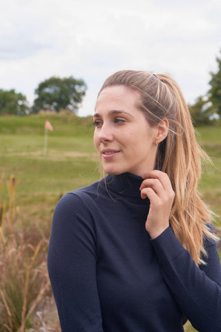 Pure Golf Super Soft Glow Roll Neck - Navy
