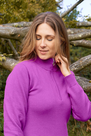 Pure Golf Brace Super Soft Quarter Zip Lined Golf Jumper - Amethyst
