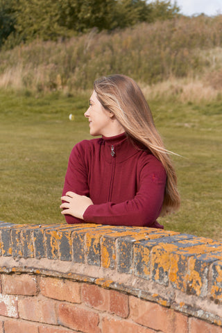 Pure Golf Brace Super Soft Lined Sweater Quarter Zip - Garnet Berry