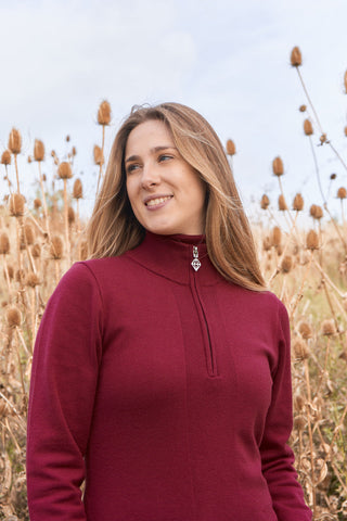 Pure Golf Brace Super Soft Lined Sweater Quarter Zip - Garnet Berry