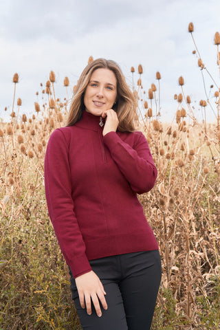 Pure Golf Brace Super Soft Lined Sweater Quarter Zip - Garnet Berry