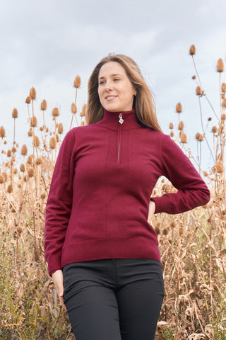 Pure Golf Brace Super Soft Lined Sweater Quarter Zip - Garnet Berry