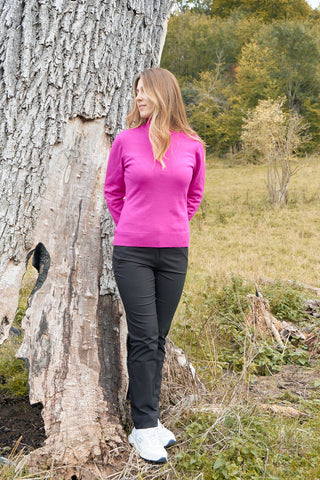 Pure Golf Brace Super Soft Quarter Zip Lined Sweater - Pink Topaz