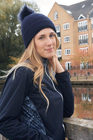 Pure Golf Waterproof Bobble Hat - Navy