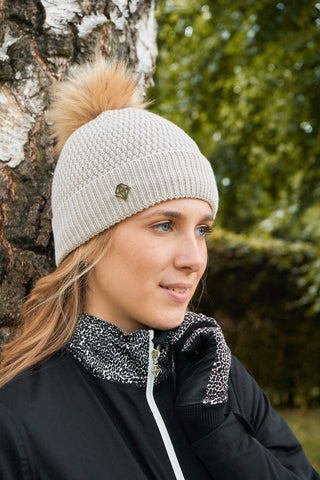 Pure Golf Waterproof Bobble Hat - Stone