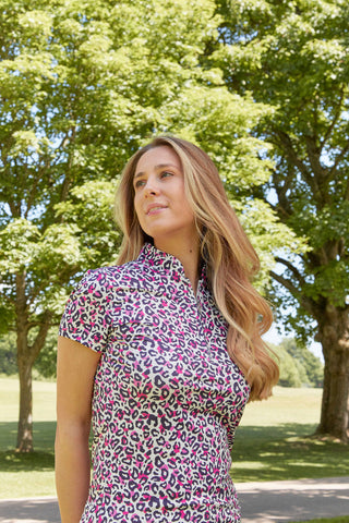 Pure Golf Rise Cap Sleeve Polo - Leo Pop