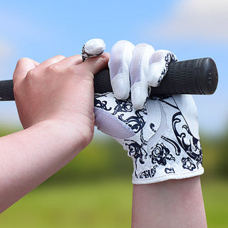 NSCO- Tan Through Synthetic Sun Gloves Floral Gripp - Navy & White