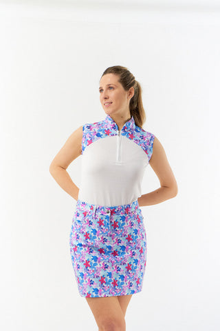 Pure Golf Spirit Sleeveless Golf Polo Shirt - Watercolour Daydream
