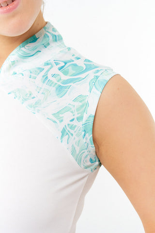 Pure Golf Ladies Spirit Sleeveless Golf Polo Shirt - Aquamarine Lake