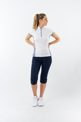 Pure Golf Ladies Bliss Sleeveless Polo Shirt - Indigo Jungle