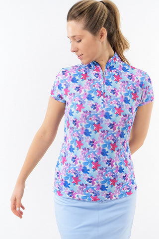 Pure Golf Rise Cap Sleeve Polo - Watercolour Daydream