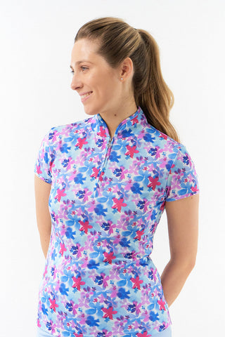 Pure Golf Rise Cap Sleeve Polo - Watercolour Daydream