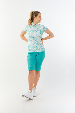 Pure Golf Ladies Rise Cap Sleeve Polo Shirt - Aquamarine Lake