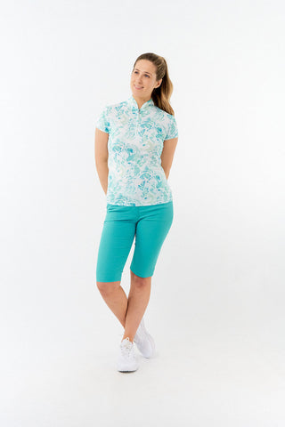 Pure Golf Ladies Rise Cap Sleeve Polo Shirt - Aquamarine Lake