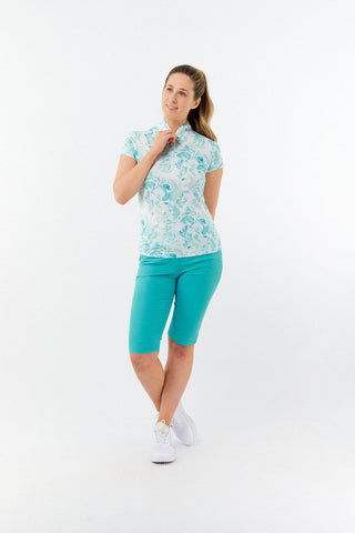 Pure Golf Ladies Rise Cap Sleeve Polo Shirt - Aquamarine Lake
