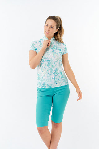 Pure Golf Ladies Rise Cap Sleeve Polo Shirt - Aquamarine Lake
