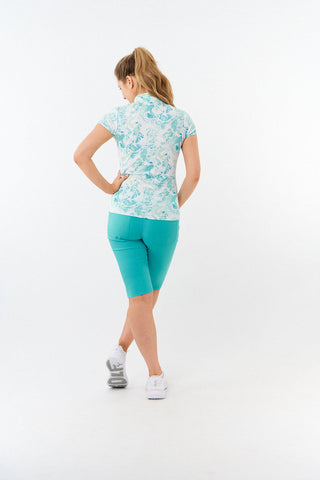 Pure Golf Ladies Rise Cap Sleeve Polo Shirt - Aquamarine Lake