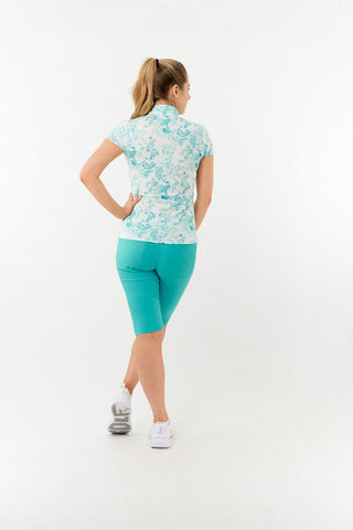 Pure Golf Ladies Rise Cap Sleeve Polo Shirt - Aquamarine Lake