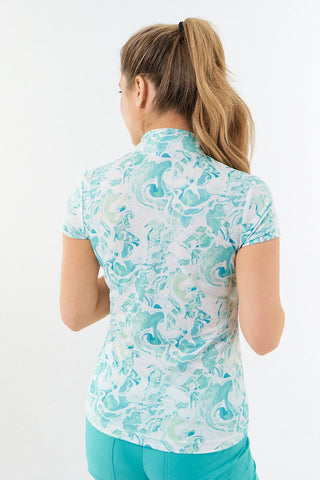 Pure Golf Ladies Rise Cap Sleeve Polo Shirt - Aquamarine Lake