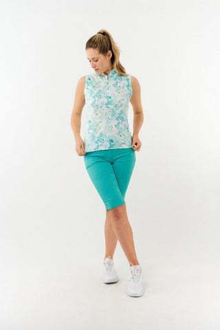 Pure Golf Ladies Rise Sleeveless Polo Shirt - Aquamarine Lake
