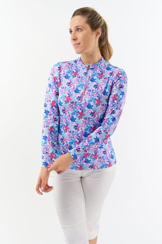 Serenity Quarter Ladies Golf Mid Layer - Watercolour Daydream