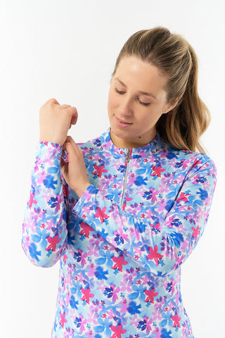 Serenity Quarter Ladies Golf Mid Layer - Watercolour Daydream