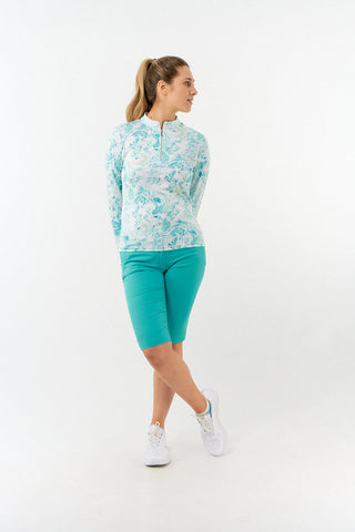 Pure Golf Serenity mid layer quarter zip top - Aquamarine Lake