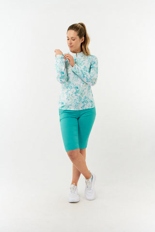 Pure Golf Serenity mid layer quarter zip top - Aquamarine Lake