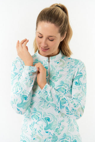 Pure Golf Serenity mid layer quarter zip top - Aquamarine Lake