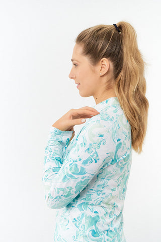 Pure Golf Serenity mid layer quarter zip top - Aquamarine Lake