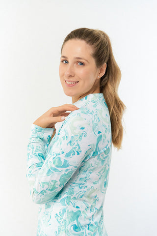 Pure Golf Serenity mid layer quarter zip top - Aquamarine Lake