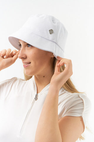 Dua Lined Ladies Golf Bucket Hat - White