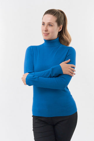 Pure Golf Super Soft Glow Roll Neck - Vallarta Blue