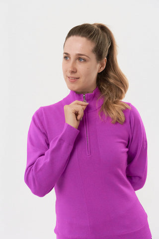 Pure Golf Brace Super Soft Quarter Zip Lined Golf Jumper - Amethyst
