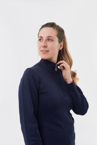 Brace Navy Super Soft Quarter Zip Lined Sweater - Pure Golf