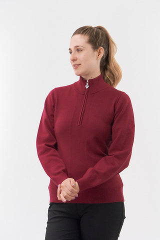 Pure Golf Brace Super Soft Lined Sweater Quarter Zip - Garnet Berry