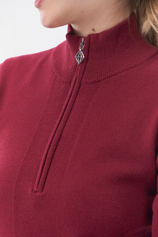 Pure Golf Brace Super Soft Lined Sweater Quarter Zip - Garnet Berry