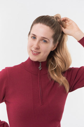Pure Golf Brace Super Soft Lined Sweater Quarter Zip - Garnet Berry