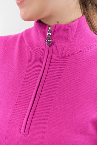 Pure Golf Brace Super Soft Quarter Zip Lined Sweater - Pink Topaz