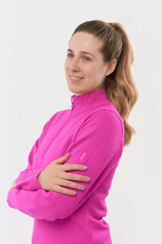 Pure Golf Brace Super Soft Quarter Zip Lined Sweater - Pink Topaz