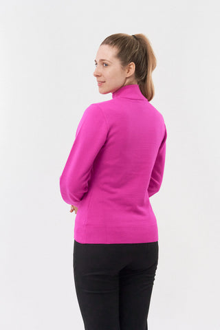 Pure Golf Brace Super Soft Quarter Zip Lined Sweater - Pink Topaz