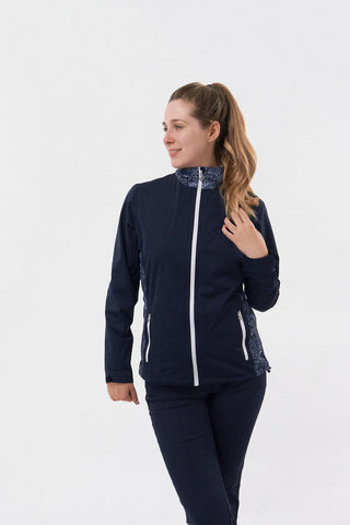Pure Golf Jora Waterproof Full Zip Jacket - Navy Paisley