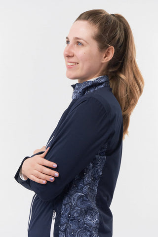 Pure Golf Jora Waterproof Full Zip Jacket - Navy Paisley