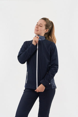 Pure Golf Jora Waterproof Full Zip Jacket - Navy Paisley