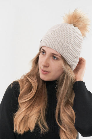 Pure Golf Waterproof Bobble Hat - Stone