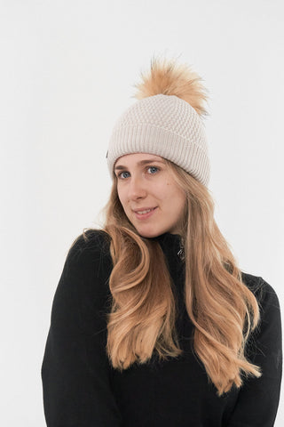 Pure Golf Waterproof Bobble Hat - Stone
