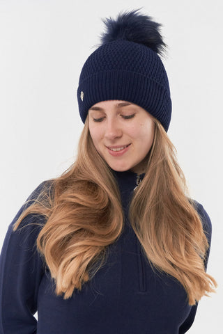 Pure Golf Waterproof Bobble Hat - Navy